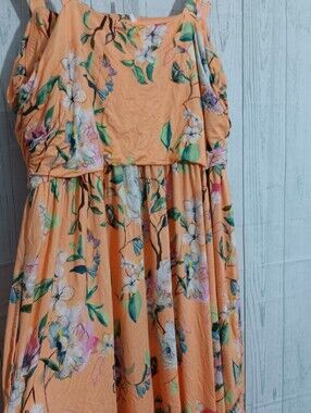 Soma Peach Floral Cold-Shoulder Sundress Sz XXL